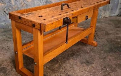Antike Hobelbank Französische Tischlerbank Werkbank Restauriert