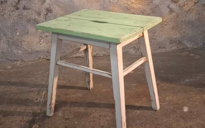 Vintage Bauernschemel Antiker Werkstatthocker Holzhocker