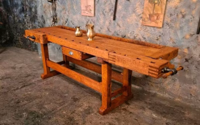 Antike Hobelbank 1920ger Tischlerbank Werkbank Anrichte Old Wood